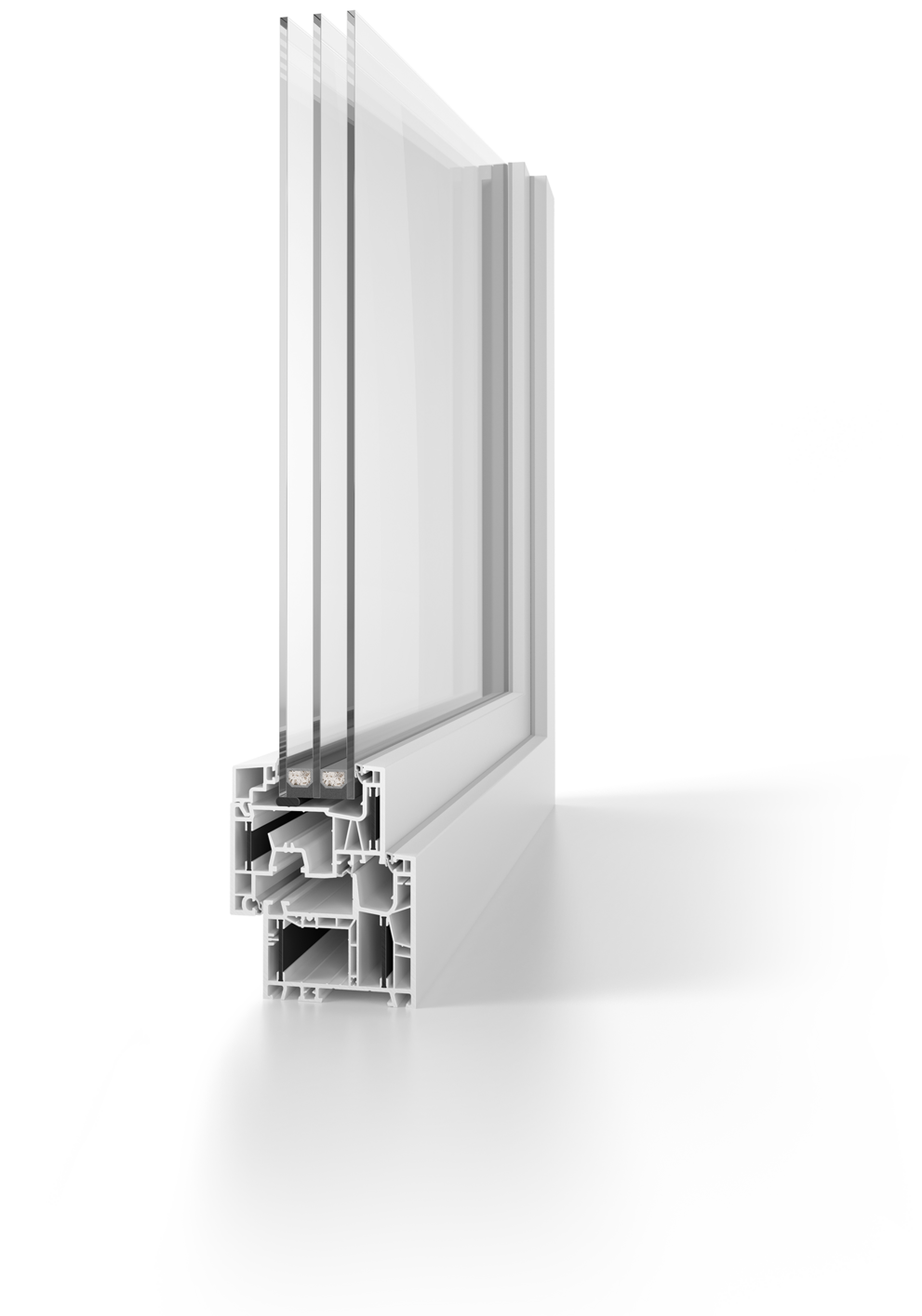 Doorsnede van het ALUPLAST energeto neo kozijnprofiel